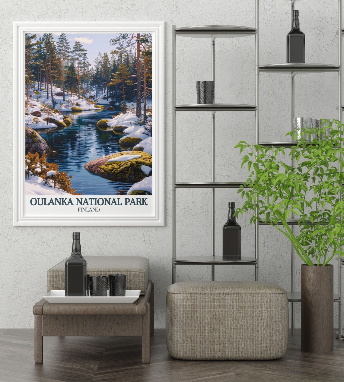 Oulanka National Park Finland Winter River Snow Covered Rocks Poster - Image 3