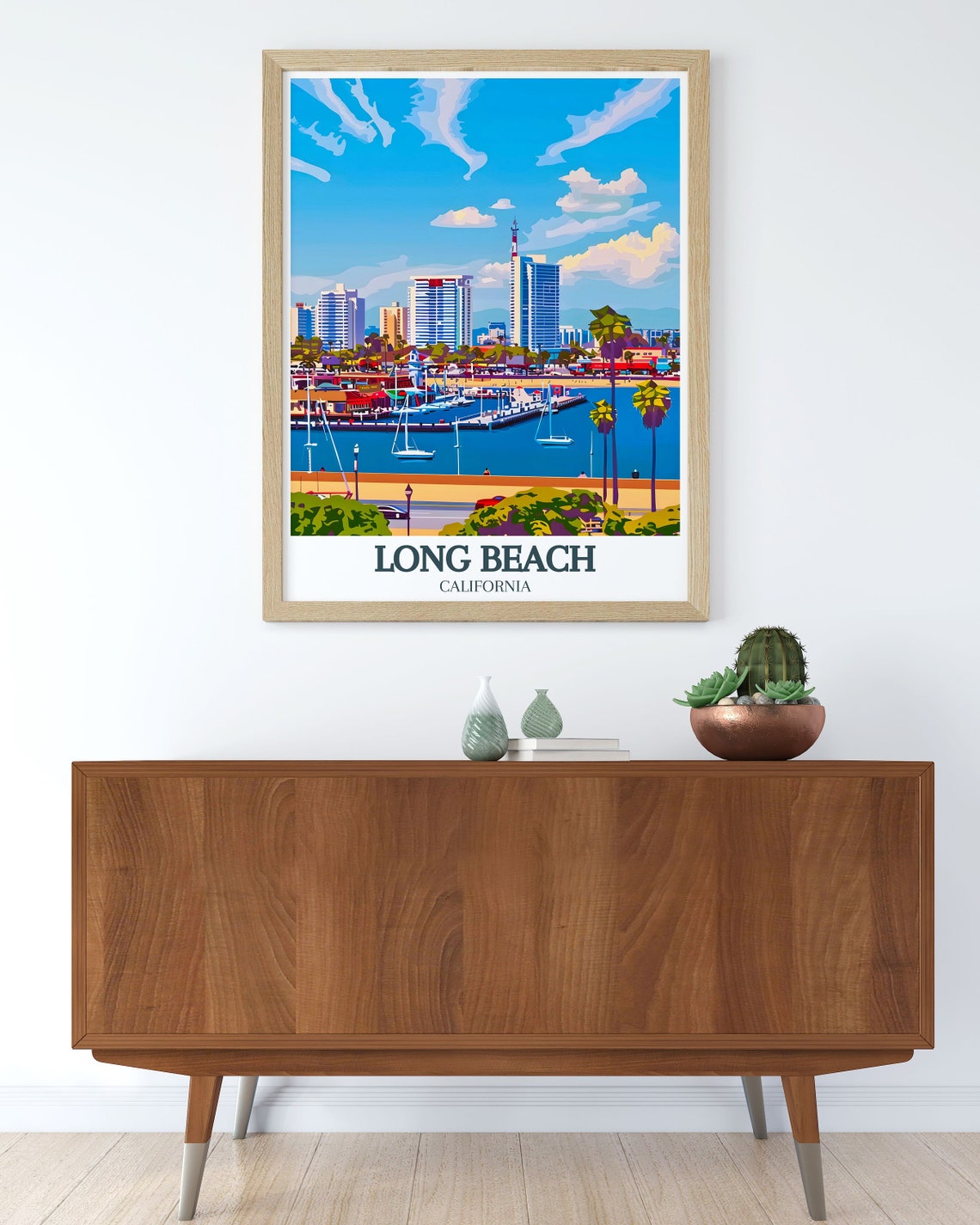 Long Beach Downtown Skyline Marina Sailboats Daytime City Poster - Image 3