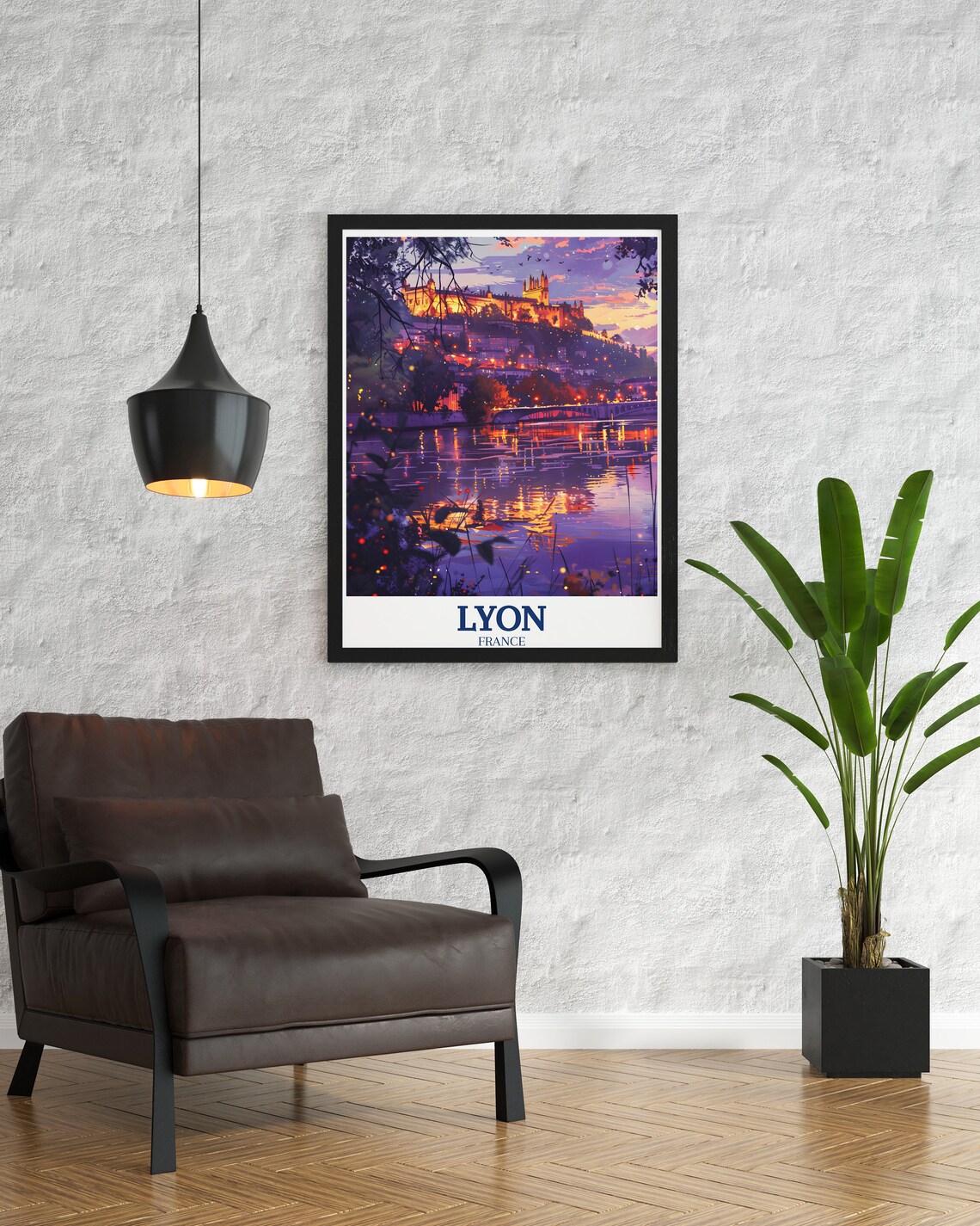 Lyon France Fourviere Basilica Dusk Riverside Evening Glow Poster - Image 2