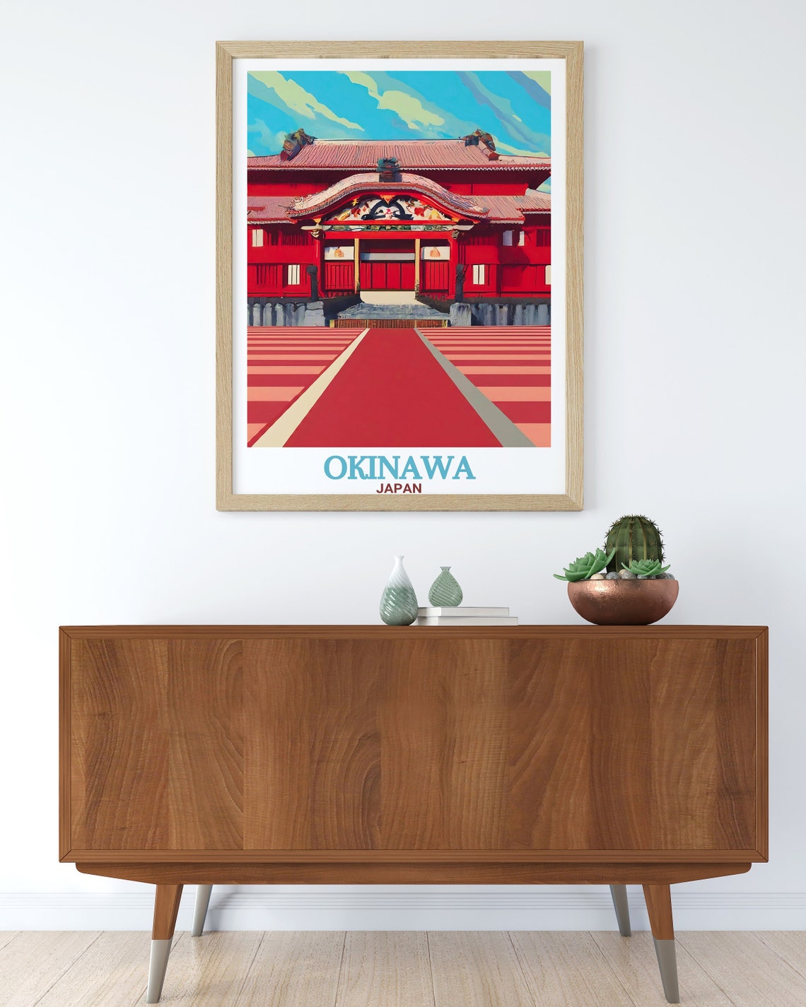Okinawa Japan Shuri Castle Red Gates in Bold Symmetrical Design Poster - Image 2