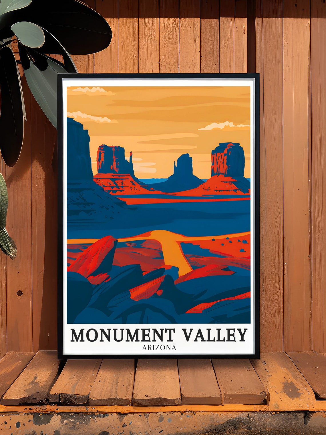 Monument Valley Dusk Red Rock Buttes Desert Road Travel Poster - Image 3