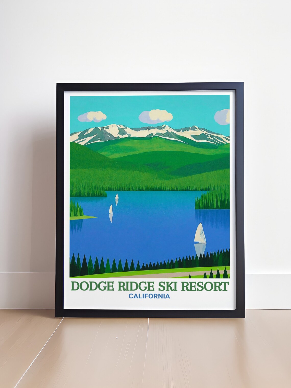 Dodge Ridge Mountain Lake Sailboats Summer California Poster - Image 4