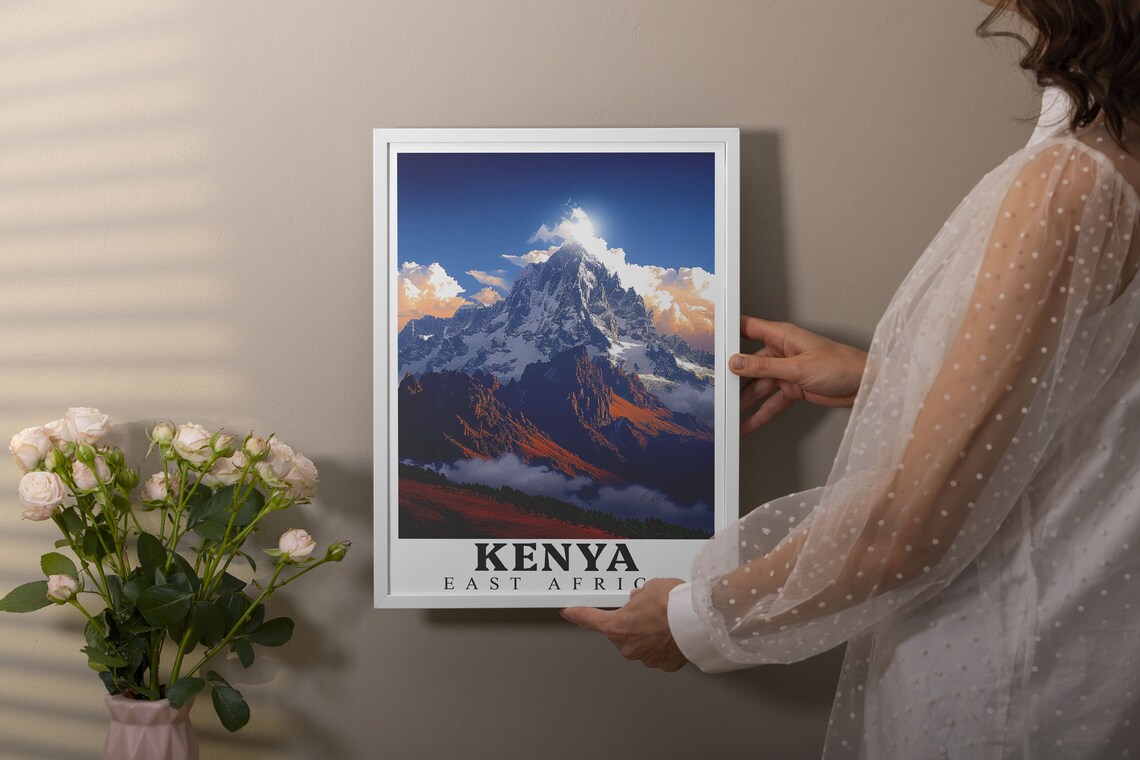 Kenya East Africa Mount Kenya Snow Capped Peak At Sunrise Poster - Image 3