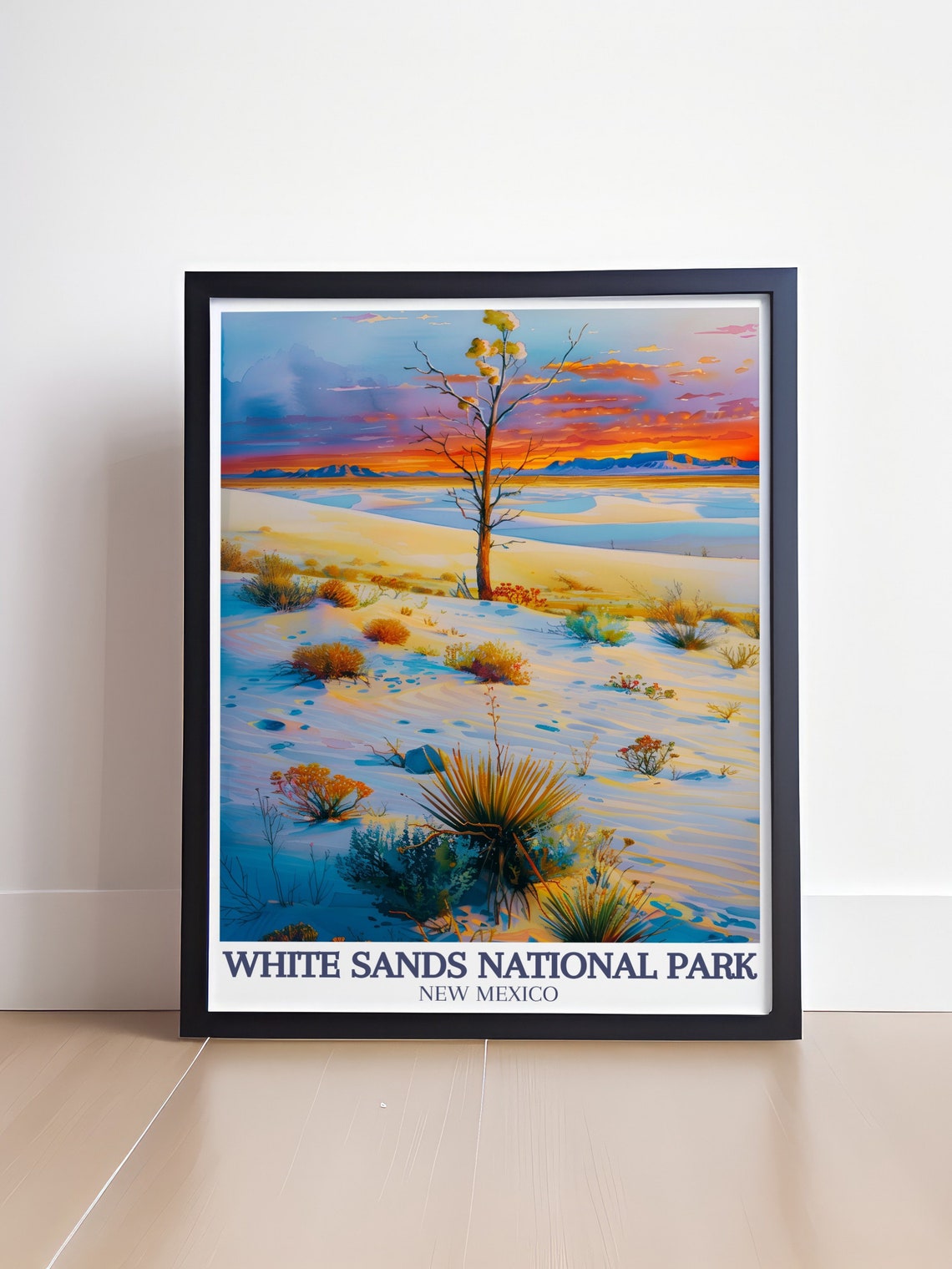 White Sands National Park Sunset Lone Tree Desert Travel Poster - Image 4