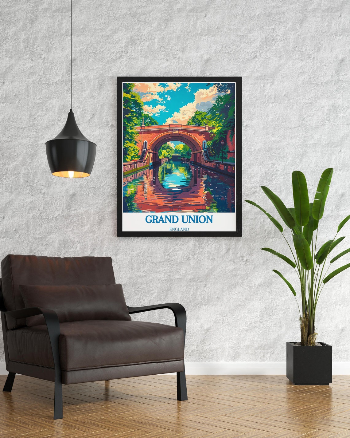 Grand Union Canal Brick Bridge Mirror Reflection Travel Poster - Image 2