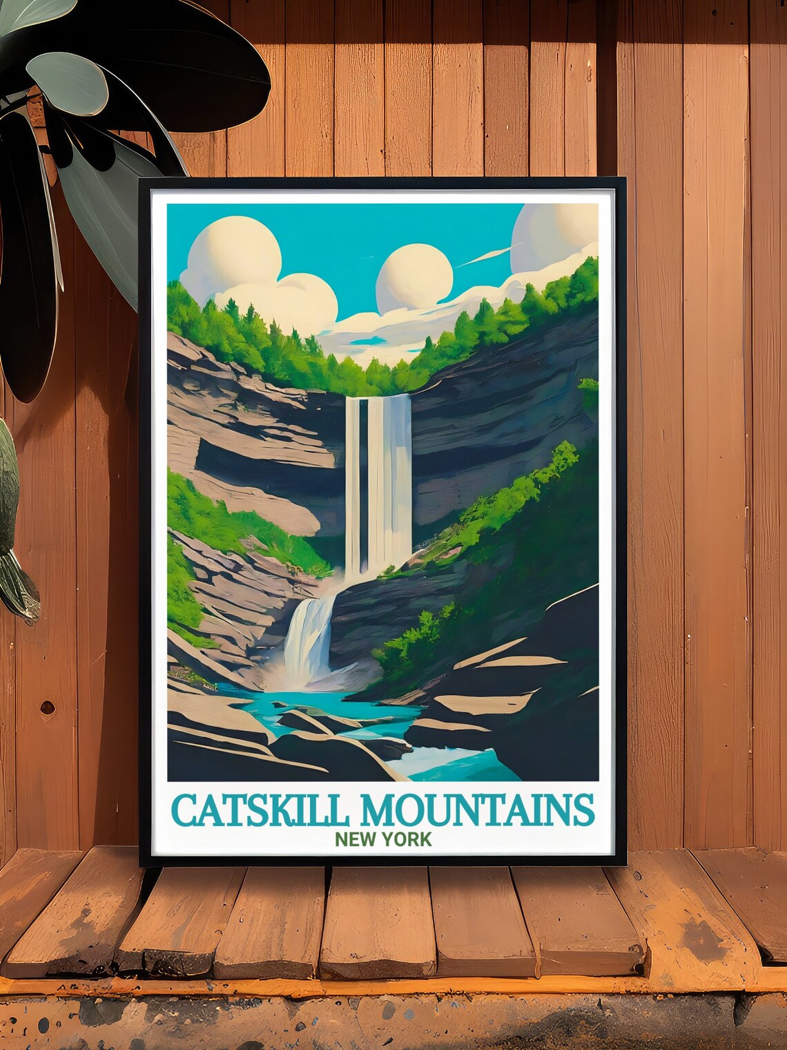 Catskill Mountains Waterfall Gorge Summer Hiking Travel Poster - Image 2
