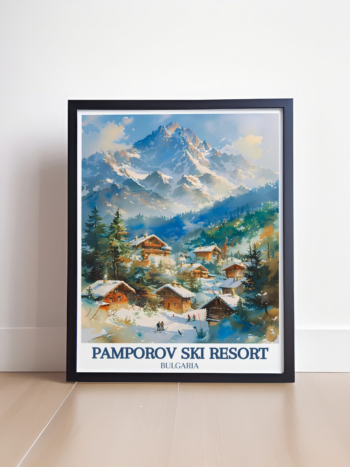 Pamporovo Ski Resort Alpine Chalets in Fresh Snow Bulgaria Poster - Image 4