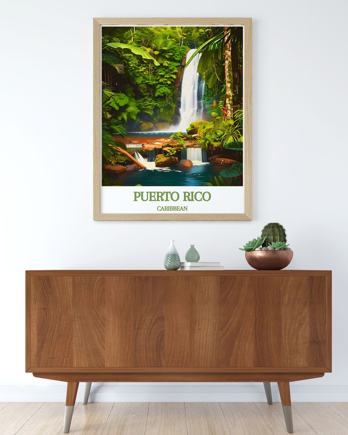Puerto Rico Caribbean Rainforest Waterfall Jungle Falls Poster - Image 3
