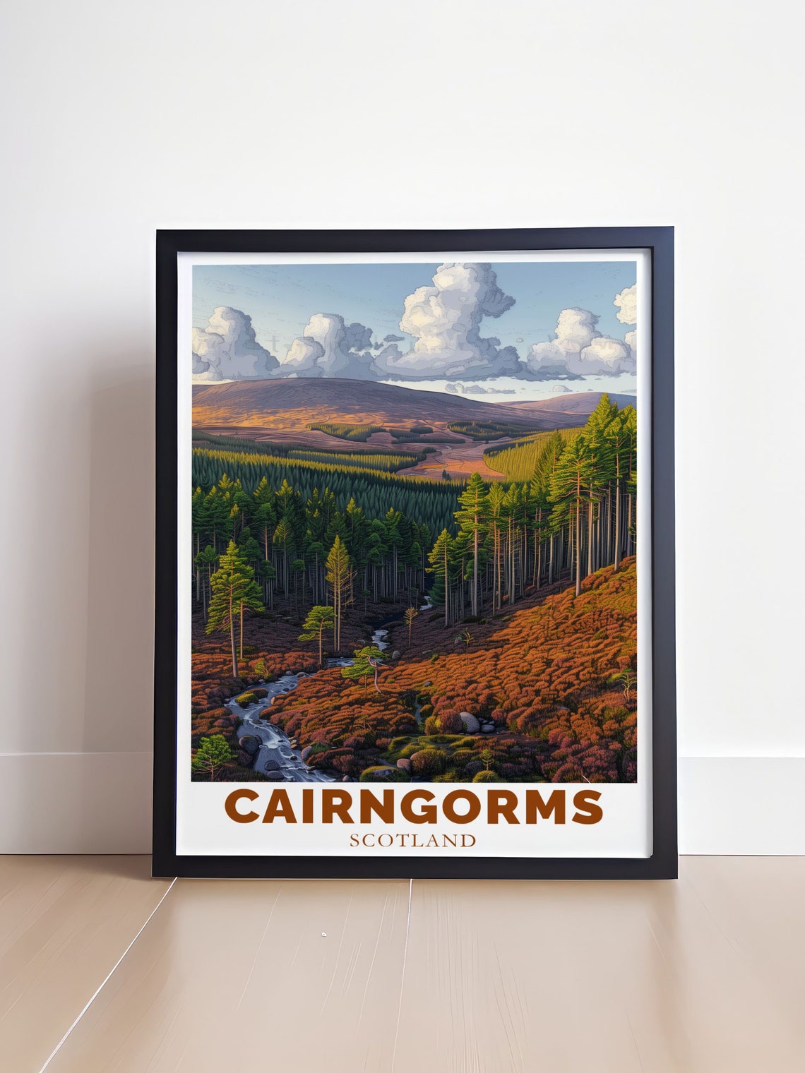 Cairngorms Scotland Rothiemurchus Pine Forest Autumn Stream Poster - Image 4