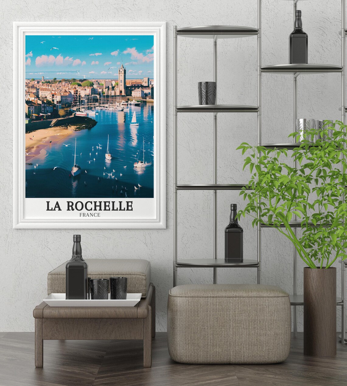 La Rochelle France Aerial Harbor Beach Sailboats Travel Poster - Image 2