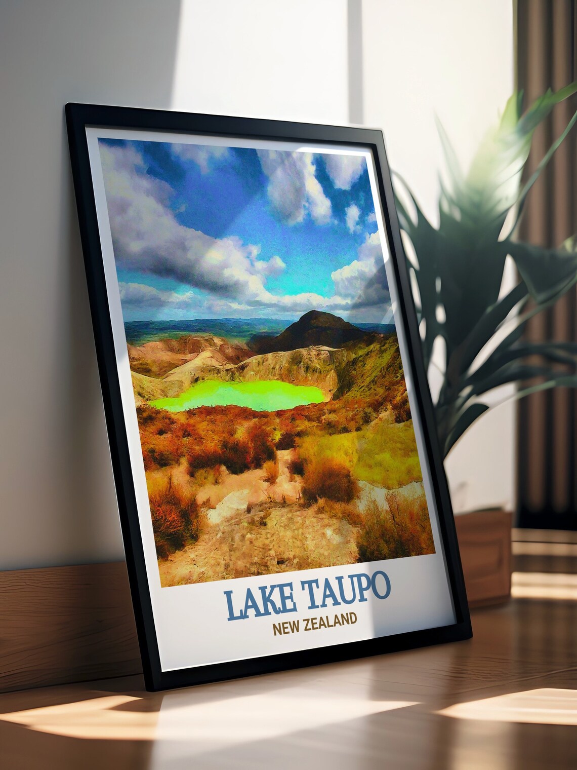 Lake Taupo New Zealand Green Crater Lake Tongariro Volcanic Poster - Image 3