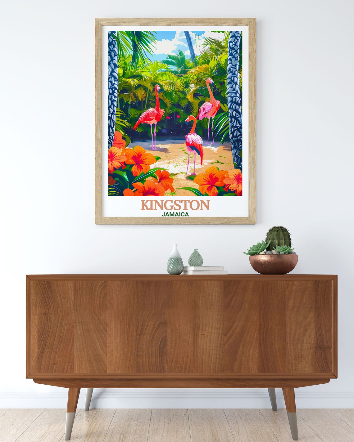 Kingston Jamaica Flamingos Tropical Zoo Garden Wildlife Poster - Image 2