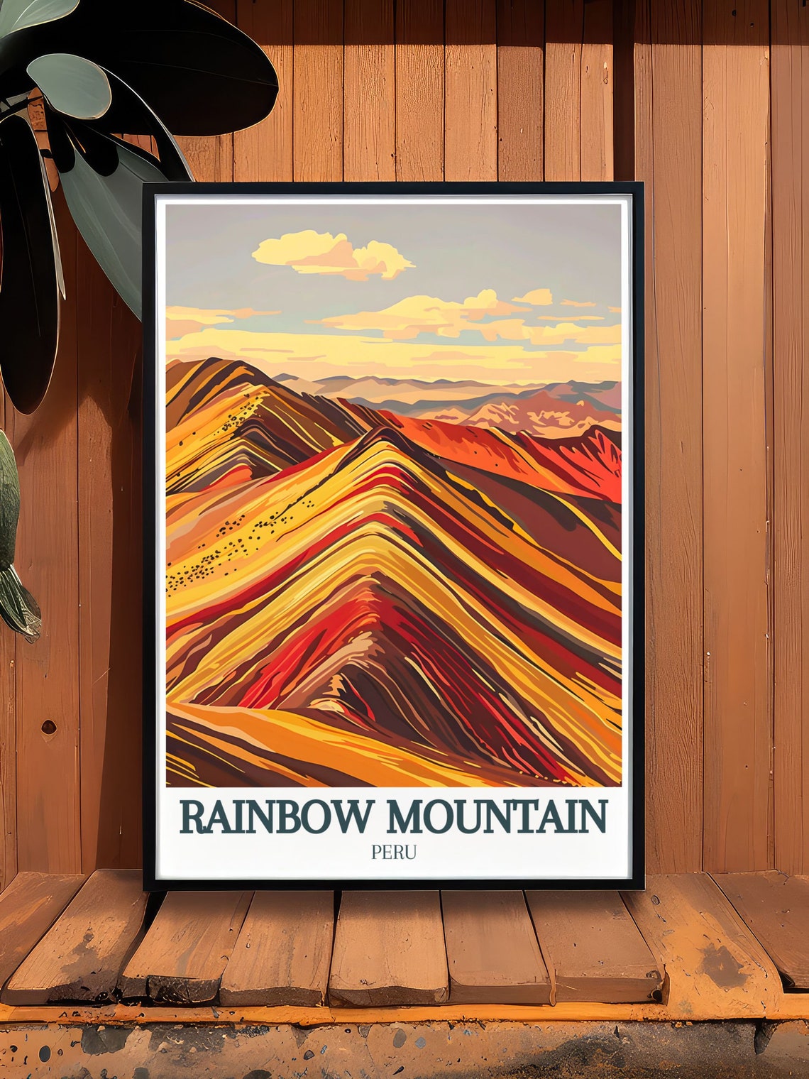 Rainbow Mountain Striped Ridges Red Valley Peru Travel Poster - Image 2