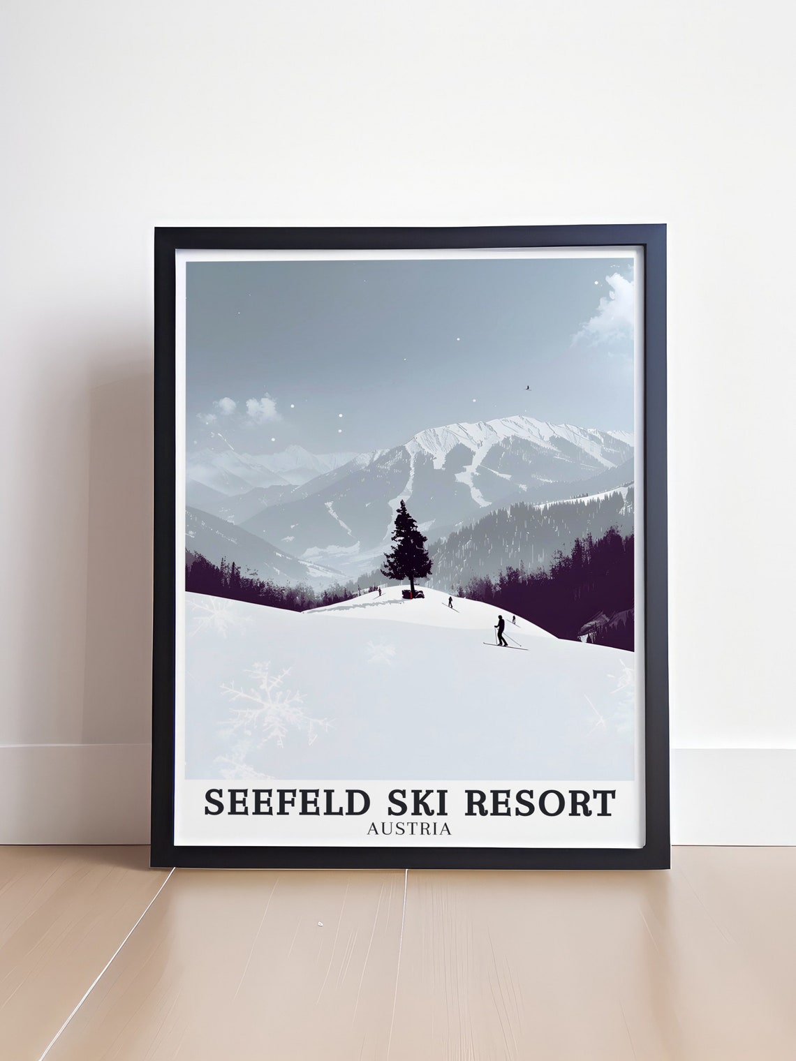 Seefeld Ski Resort Austria Minimalist Snow Pine Tranquil Poster - Image 4