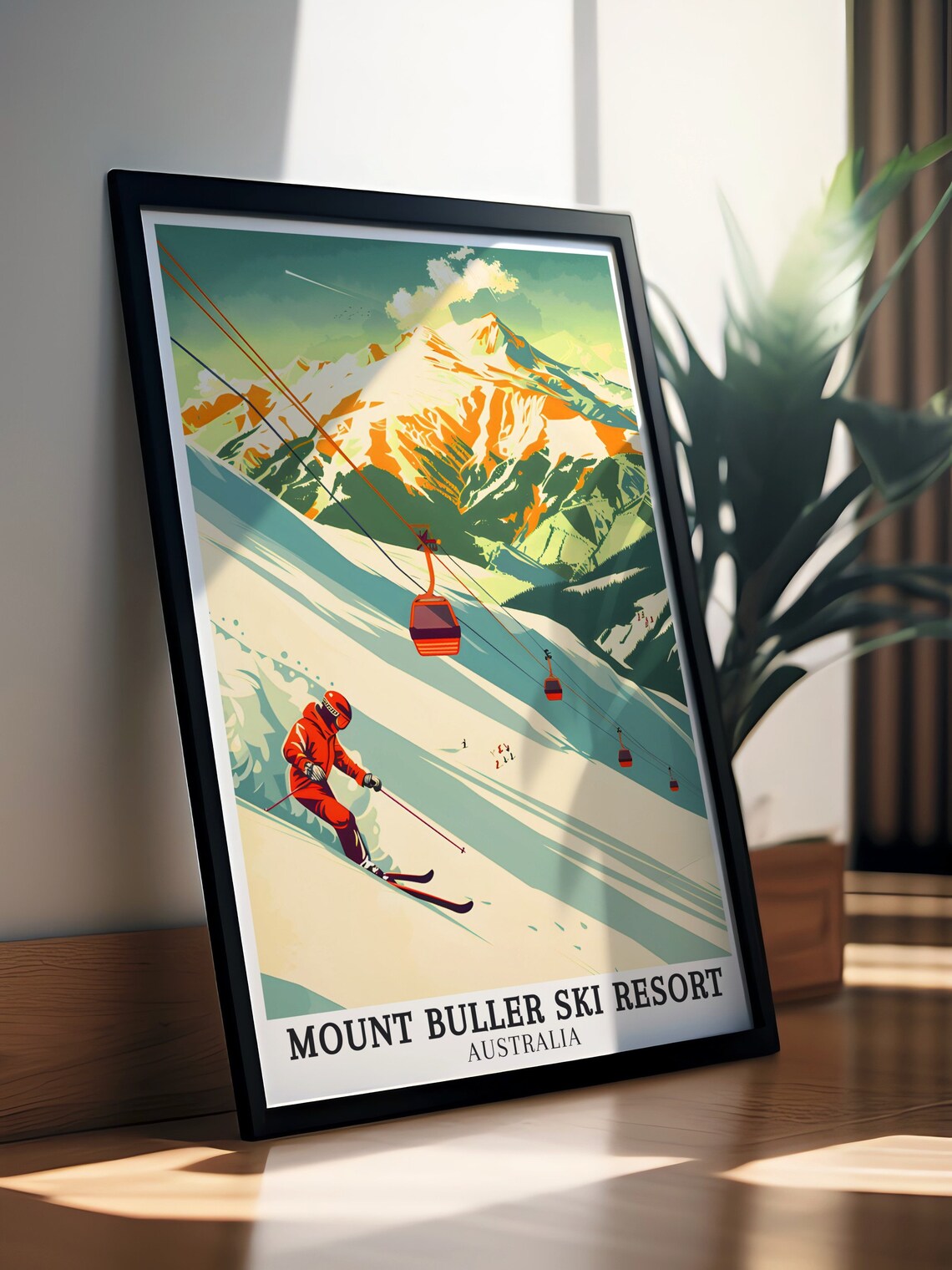 Mount Buller Skier Carving Slope Gondola Australian Alpine Ski Poster - Image 3