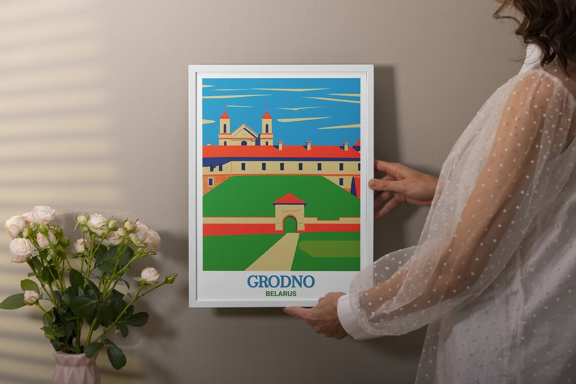 Grodno Belarus New Castle Fortress Hill Landmark Travel Poster - Image 2