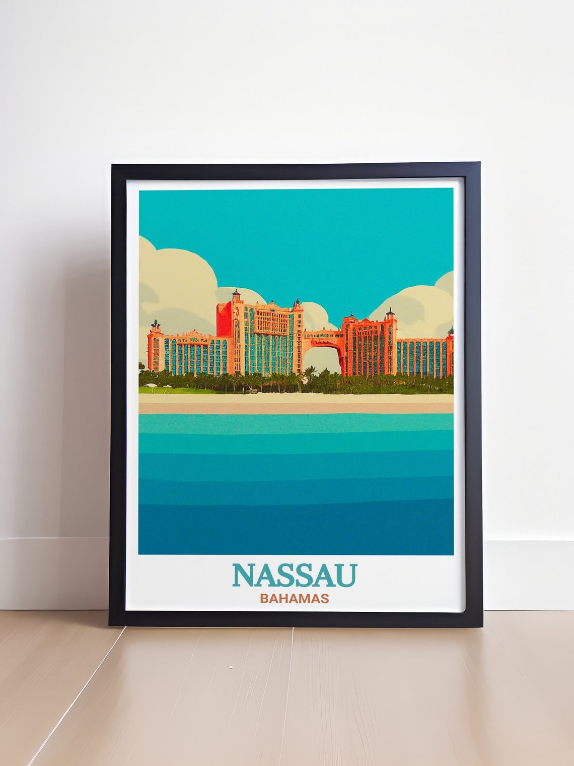 Nassau Atlantis Resort Pink Towers Caribbean Sea View Poster - Image 4