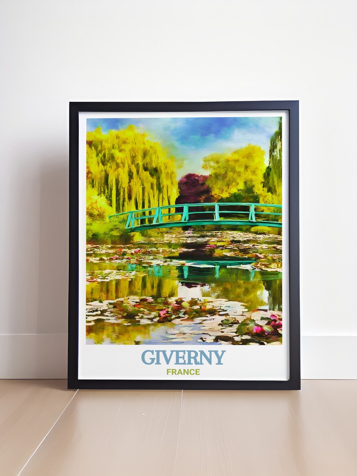 Giverny France Water Lily Pond Japanese Bridge Monet Style Art Poster - Image 4