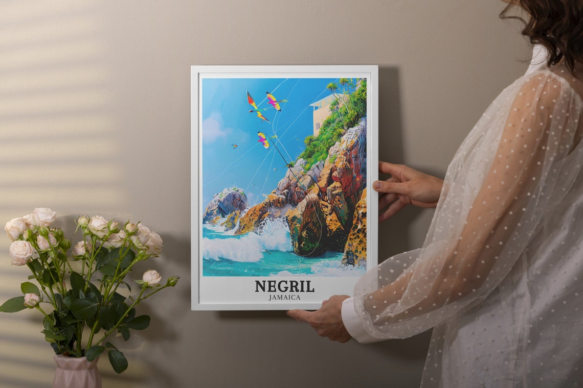 Negril West End Cliffs Colorful Gliders Jamaica Coast Poster - Image 2