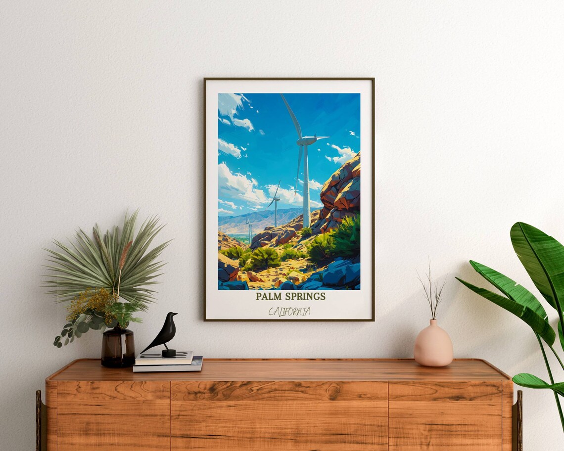 Palm Springs California Desert Windmills Vintage Travel Poster - Image 3