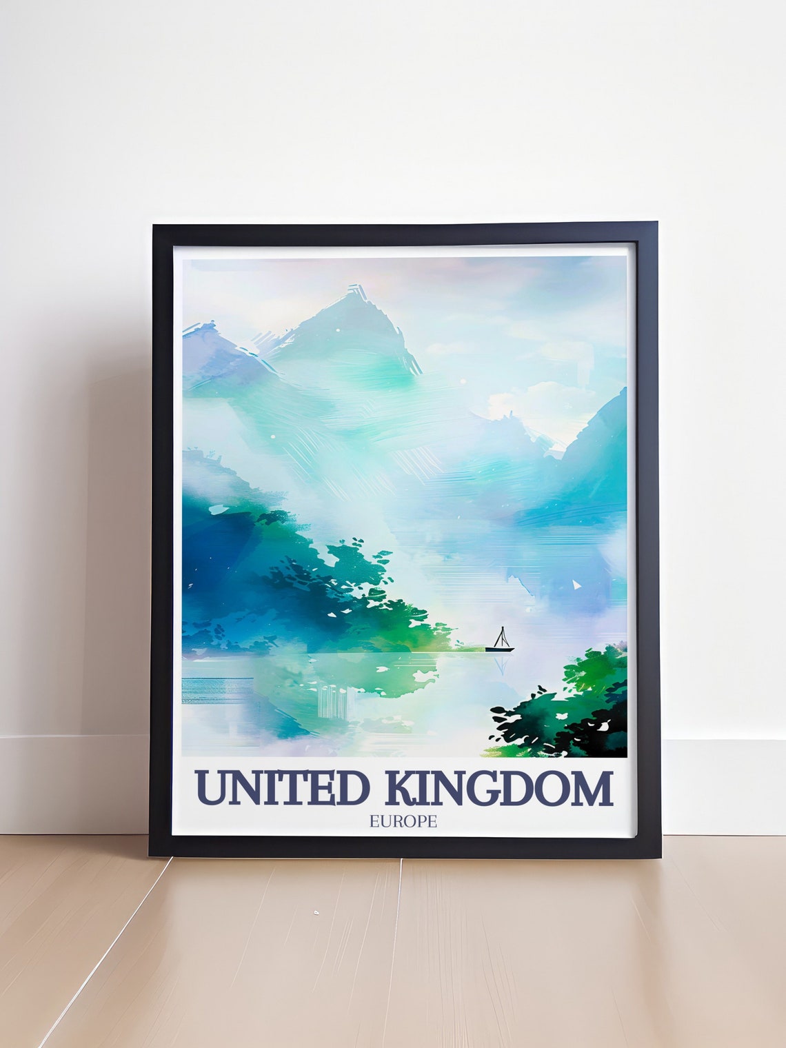 Loch Ness Scottish Highlands Misty Sailboat Loch Travel Poster - Image 4