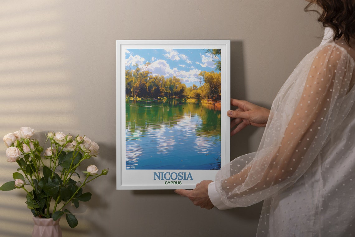 Nicosia Emerald Lake Lush Green Trees Tranquil Nature Travel Poster - Image 2