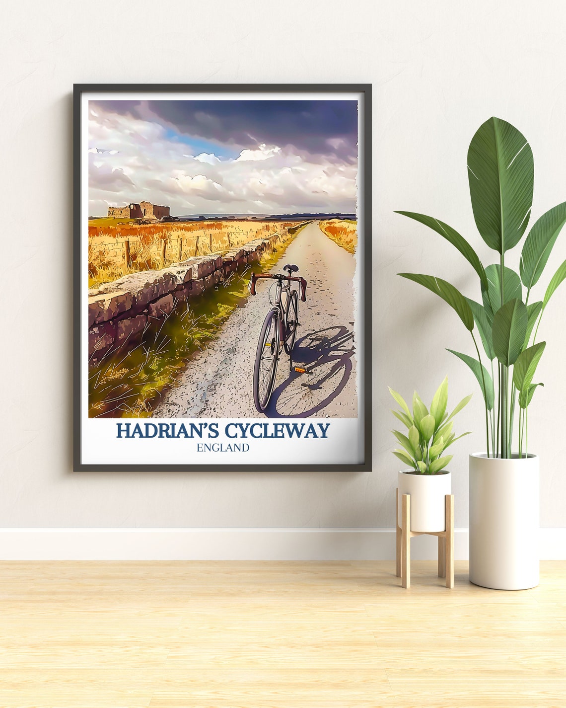 Hadrians Cycleway Bicycle Ride Past Ancient Roman Wall England Poster - Image 3