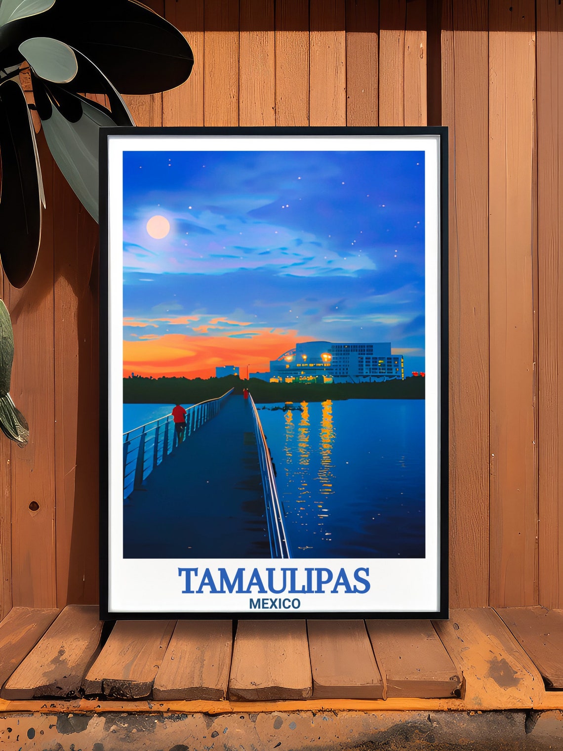 Tampico Tamaulipas Lagoon Evening Moon Reflection Mexico Poster - Image 2