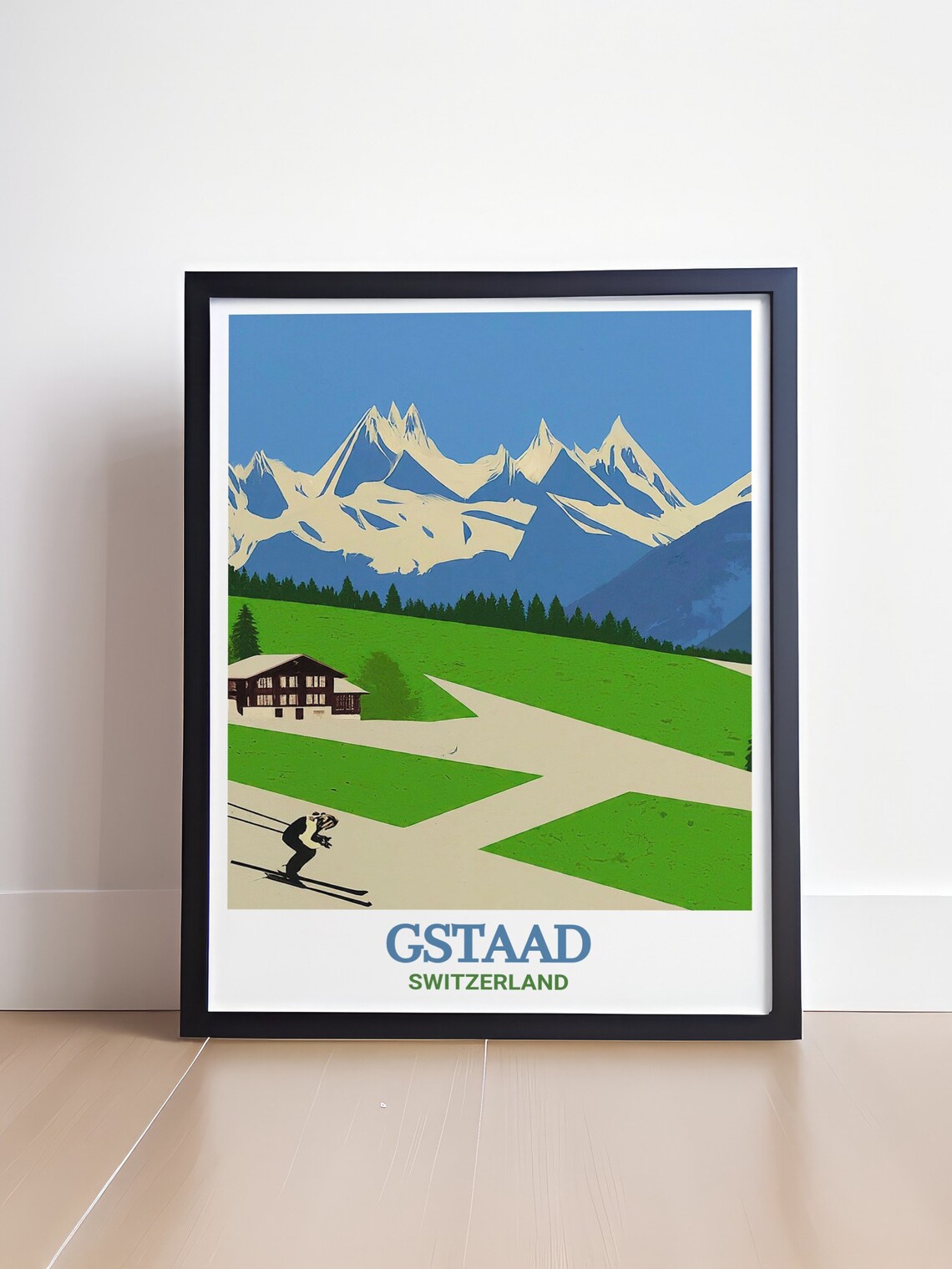 Gstaad Switzerland Ski Resort Vintage Retro Travel Ski Poster - Image 4