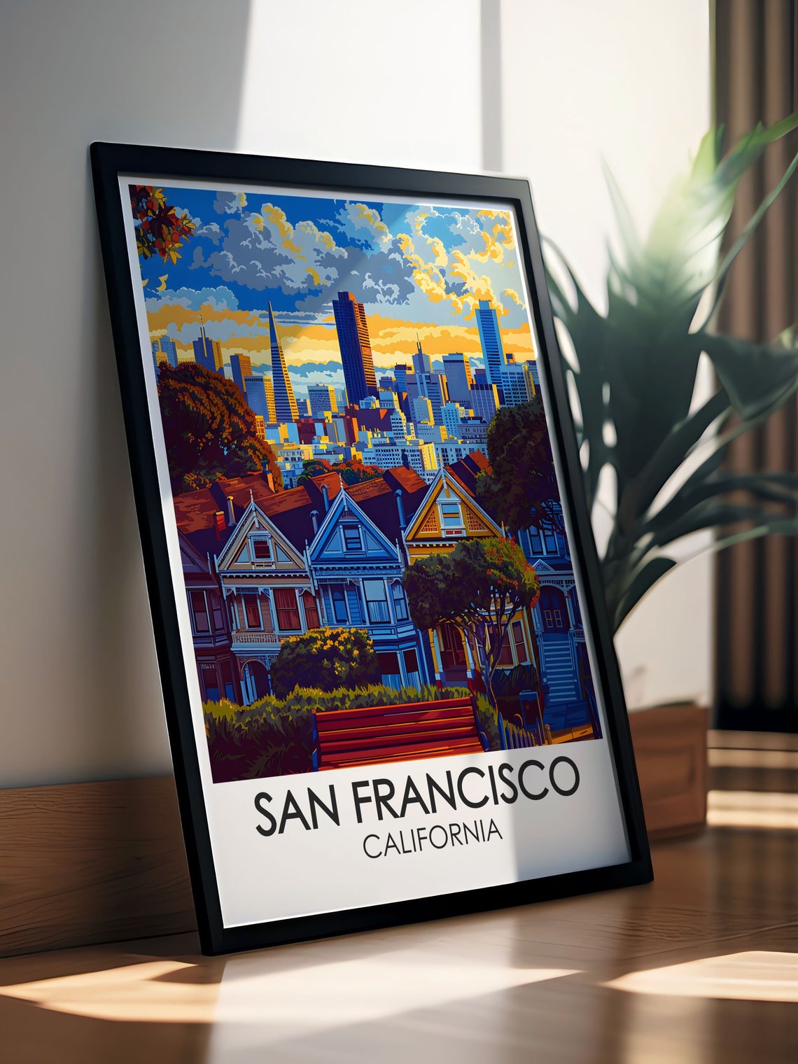 San Francisco Painted Ladies Victorian Houses Skyline Poster - Image 3