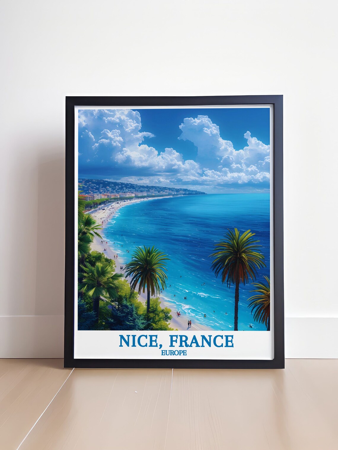 Nice French Riviera Turquoise Bay Beach Aerial View Travel Poster Art - Image 4