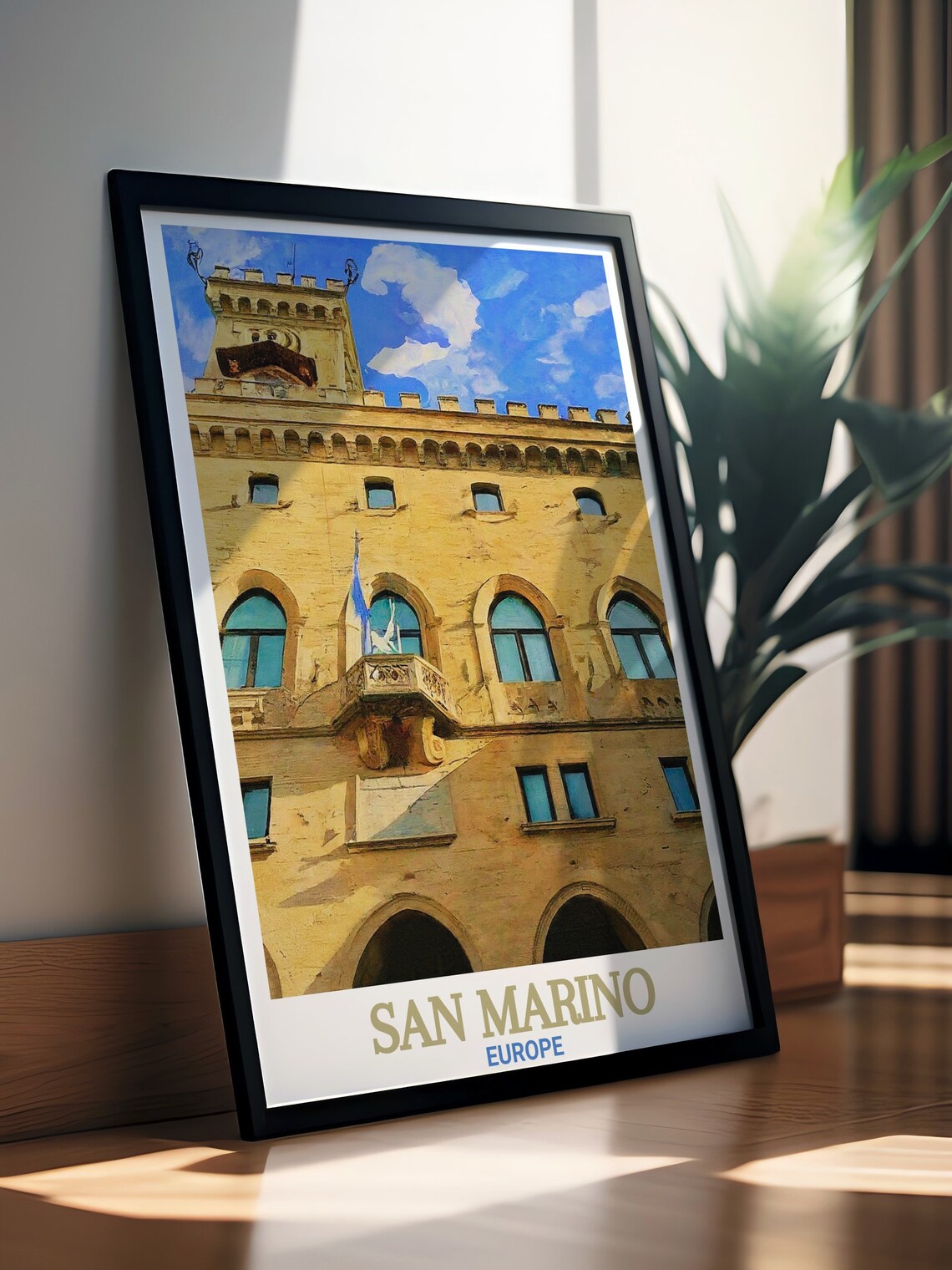 San Marino Europe Palazzo Pubblico Historic Palace Travel Poster - Image 2