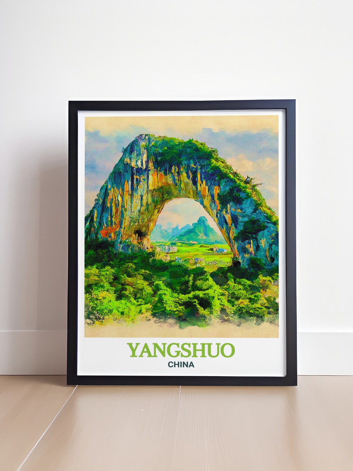 Yangshuo Moon Hill Natural Stone Arch Karst Landscape Poster - Image 4