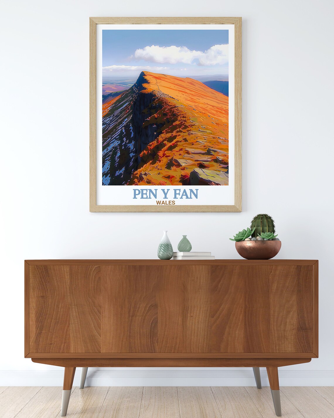 Pen y Fan Wales Golden Sunset Summit Ridge Hikers Travel Poster - Image 3