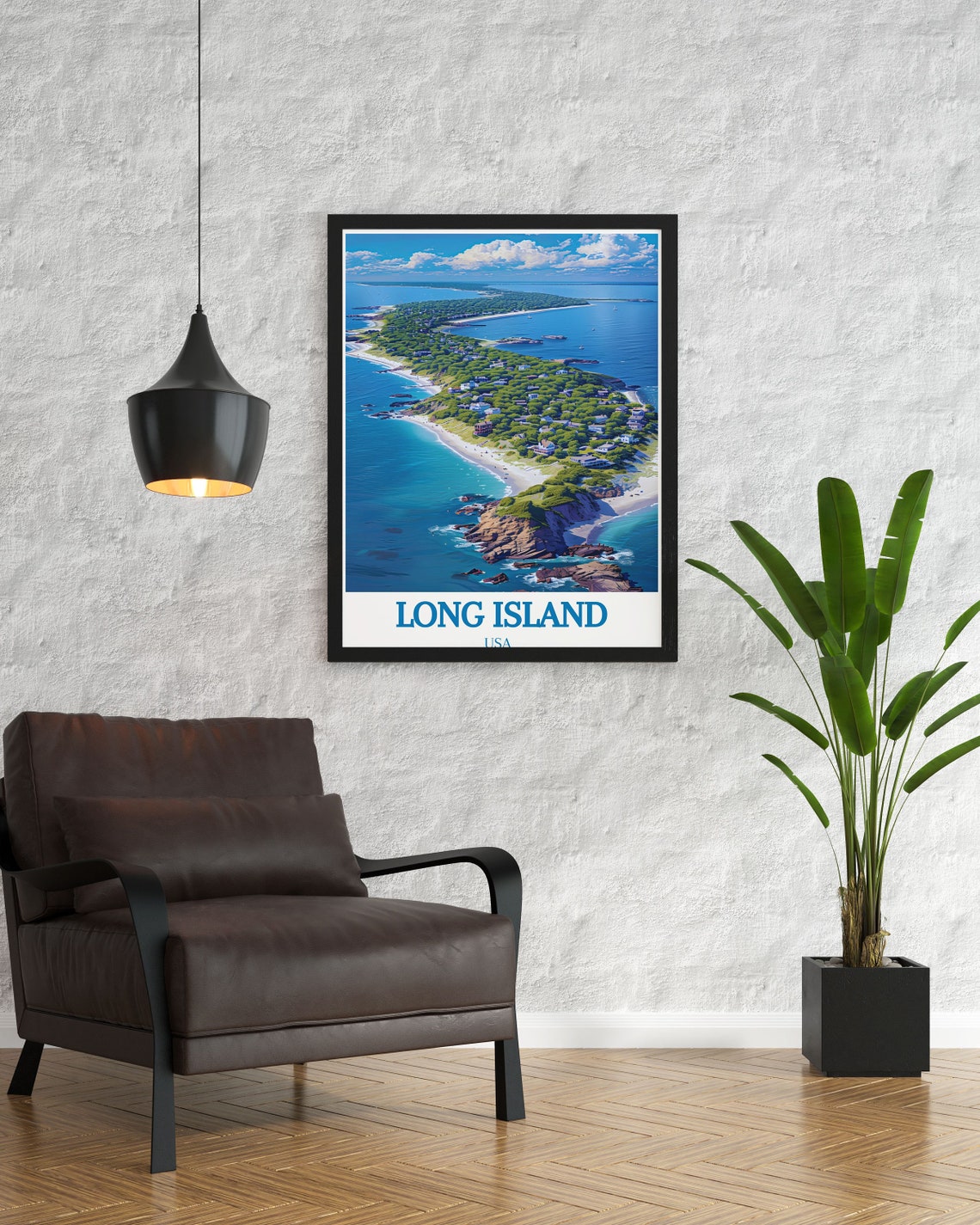 Long Island Aerial Coastal Shoreline Island View Travel Poster - Image 2