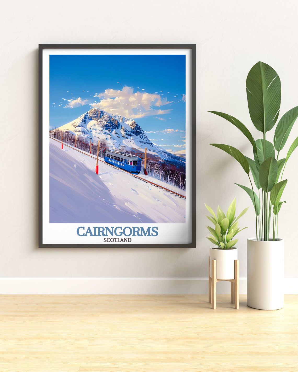 Cairngorms Scotland Snowy Mountain Railway Winter Scene Poster - Image 2