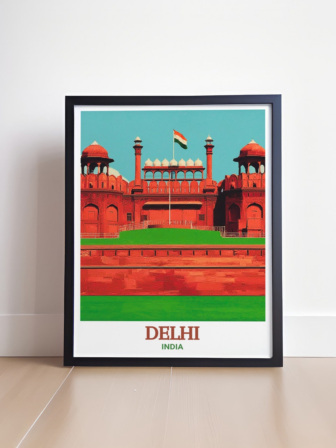 Delhi Travel Print Red Fort Decor Delhi Wall Art Red Fort Travel Print Red Fort Poster Red Fort Travel Poster Delhi Decor - Image 4