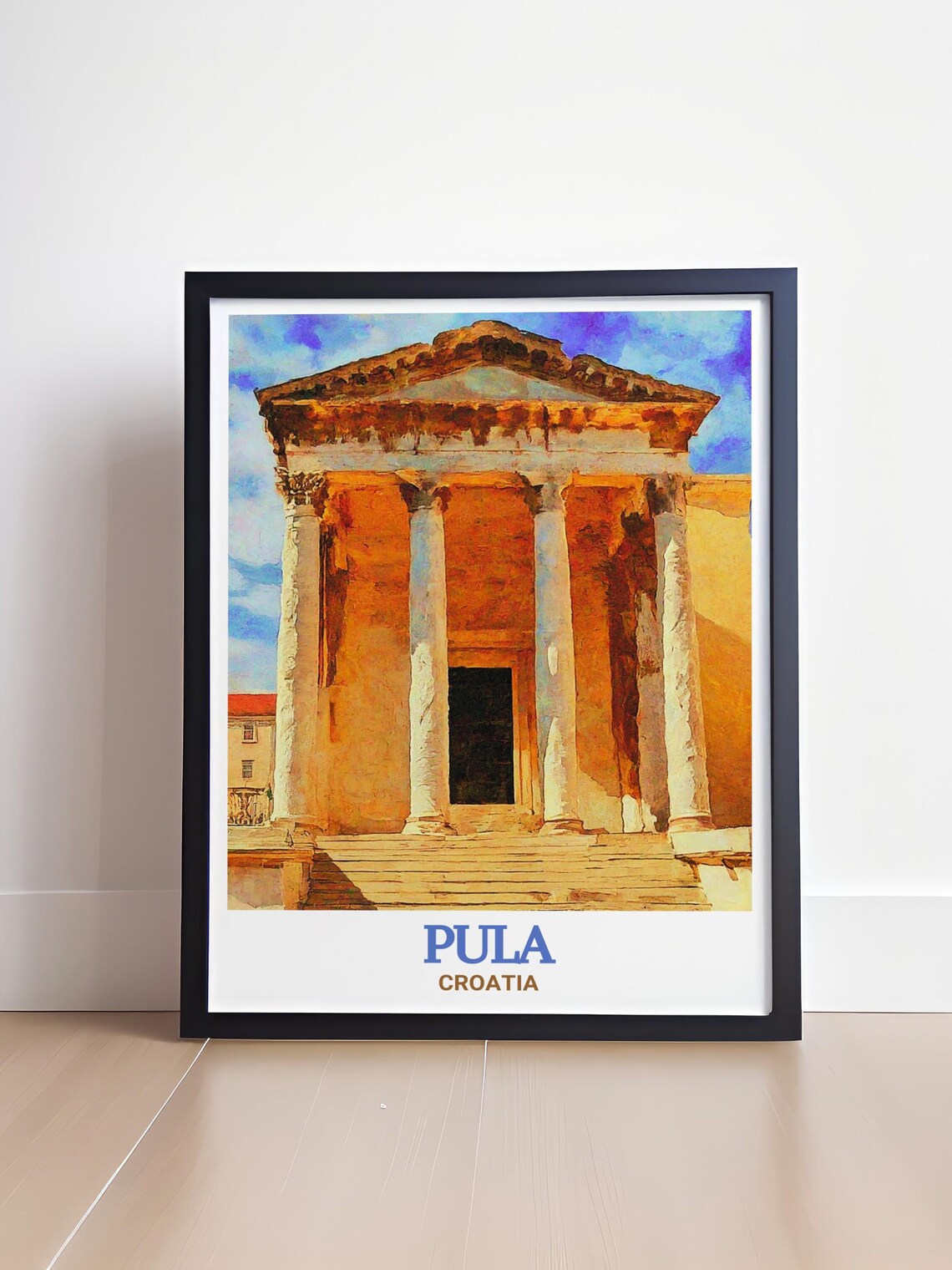 Pula Croatia Poster with Temple of Augustus in Watercolor Style - Image 4