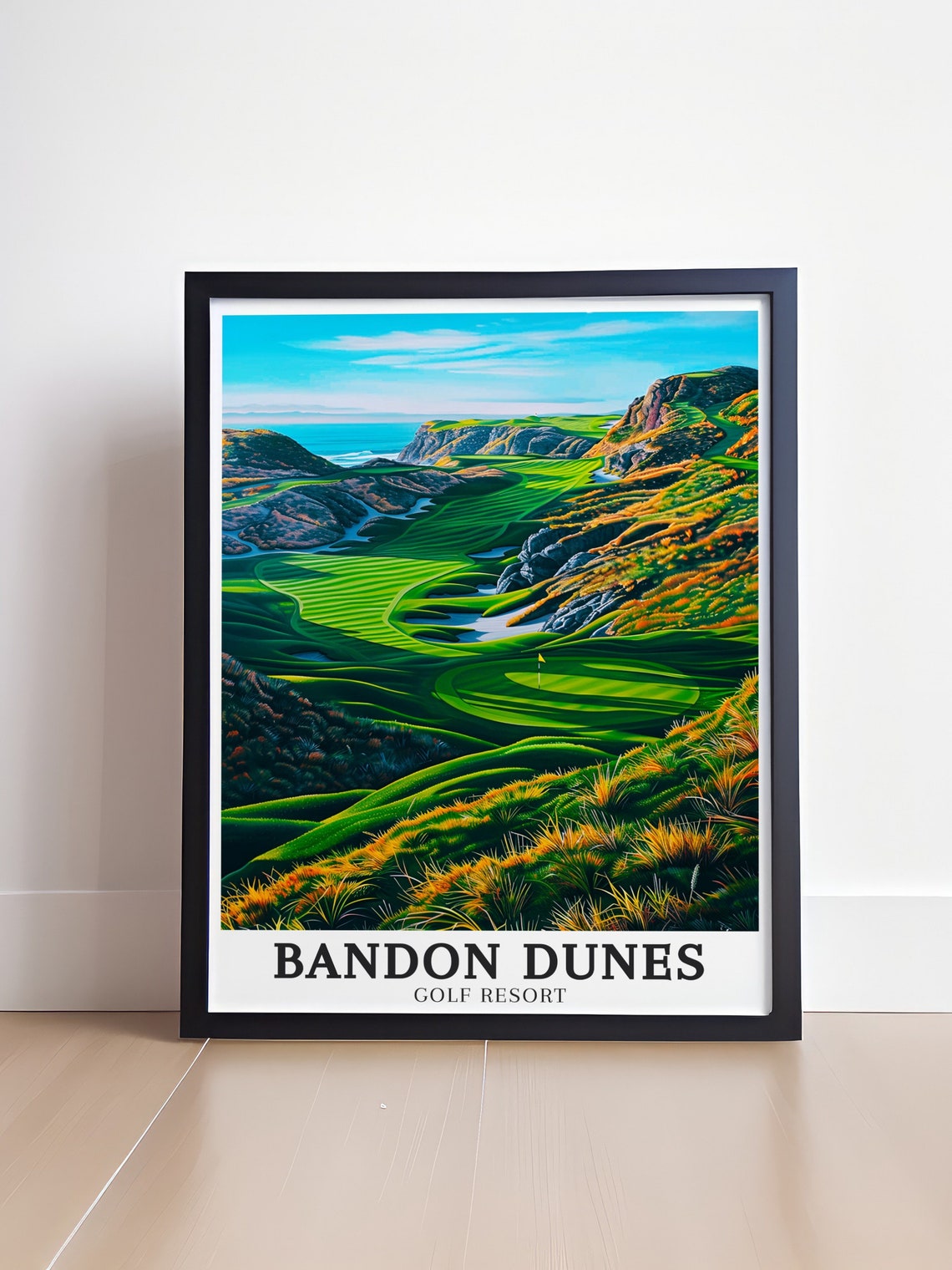 Bandon Dunes Cliffs Links Course and Flagstick View Art Poster - Image 4