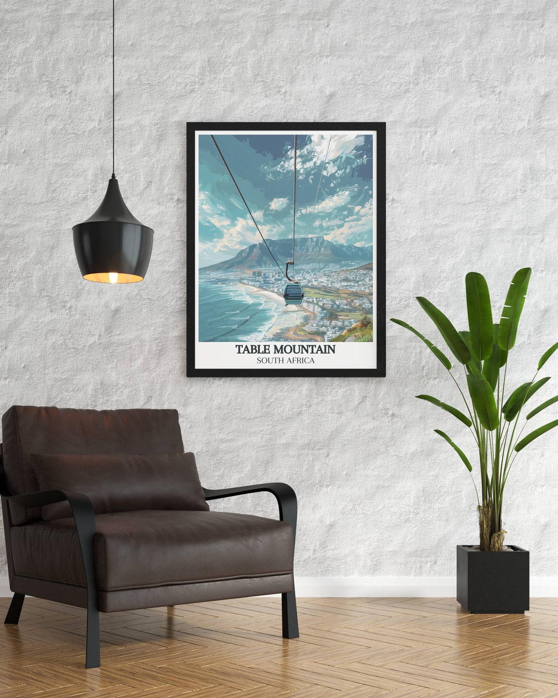 Table Mountain Aerial Cable Car Above Cape Town Bay and City Poster - Image 2