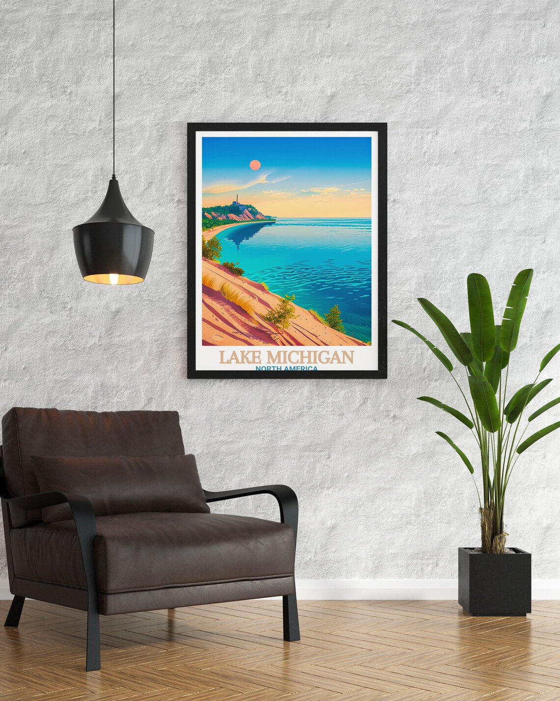 Lake Michigan Sleeping Bear Dunes Sunset Turquoise Shore Poster - Image 2