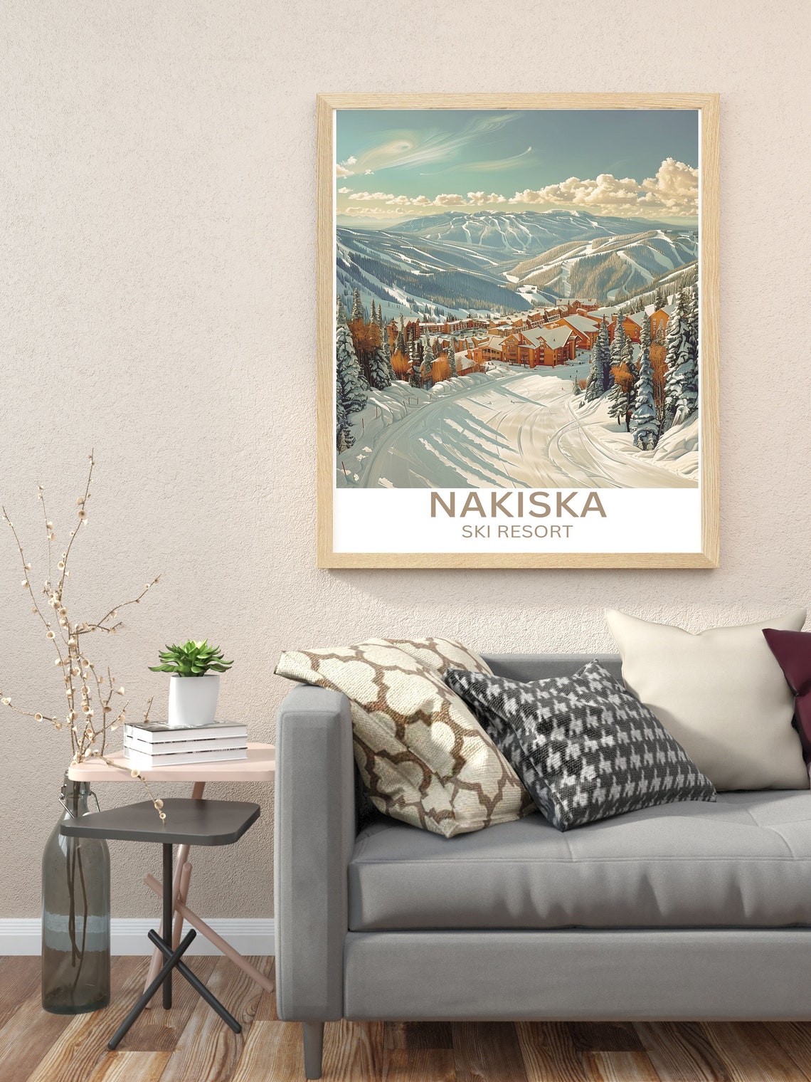 Nakiska Ski Resort Alberta Winter Sports Poster Canadian Rockies Ski Area Vintage Travel Art Alberta Ski Culture Vintage Framed Print - Image 3