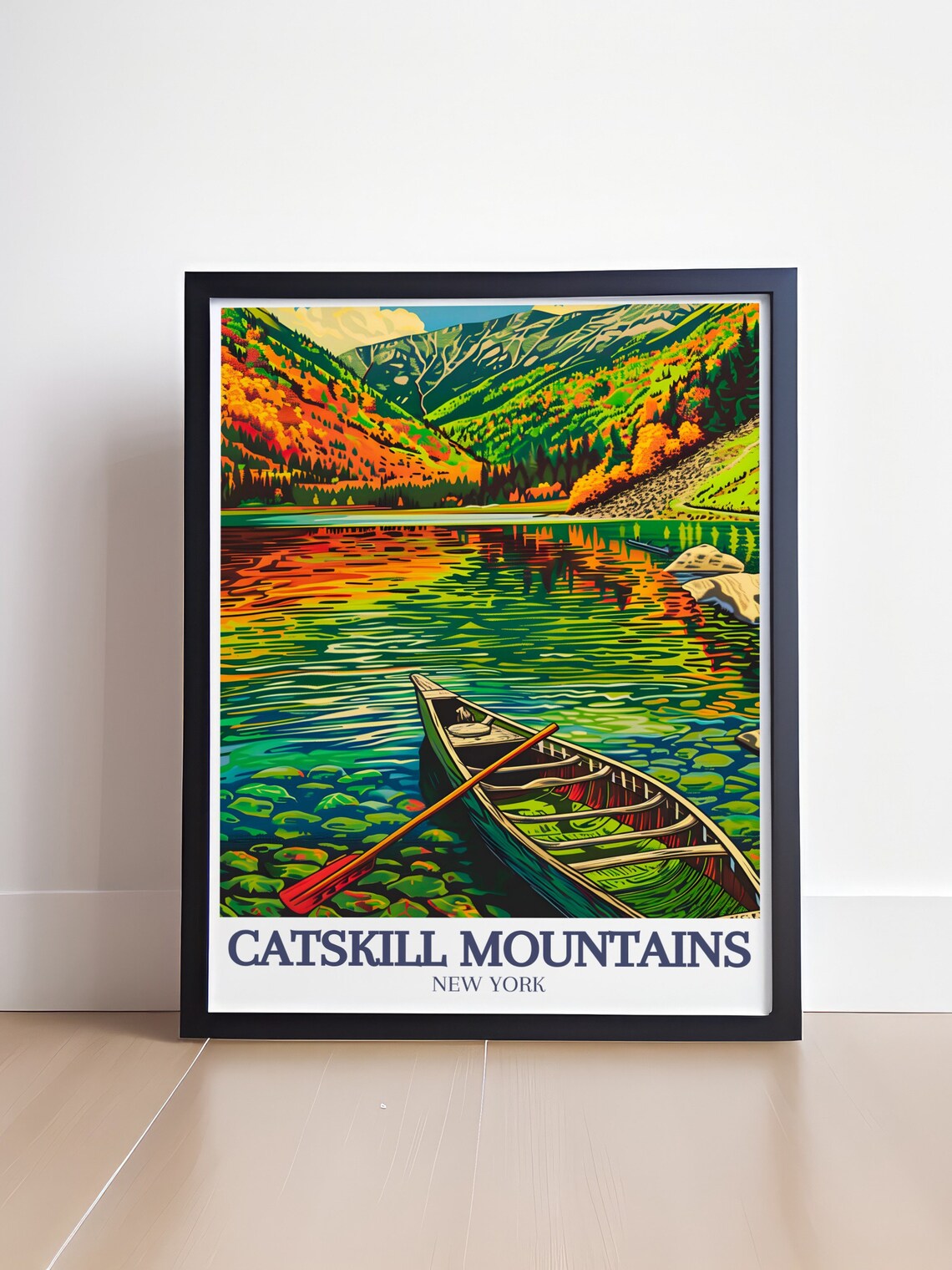 Catskill Mountains New York Autumn Lake Canoe Retreat Travel Poster - Image 4