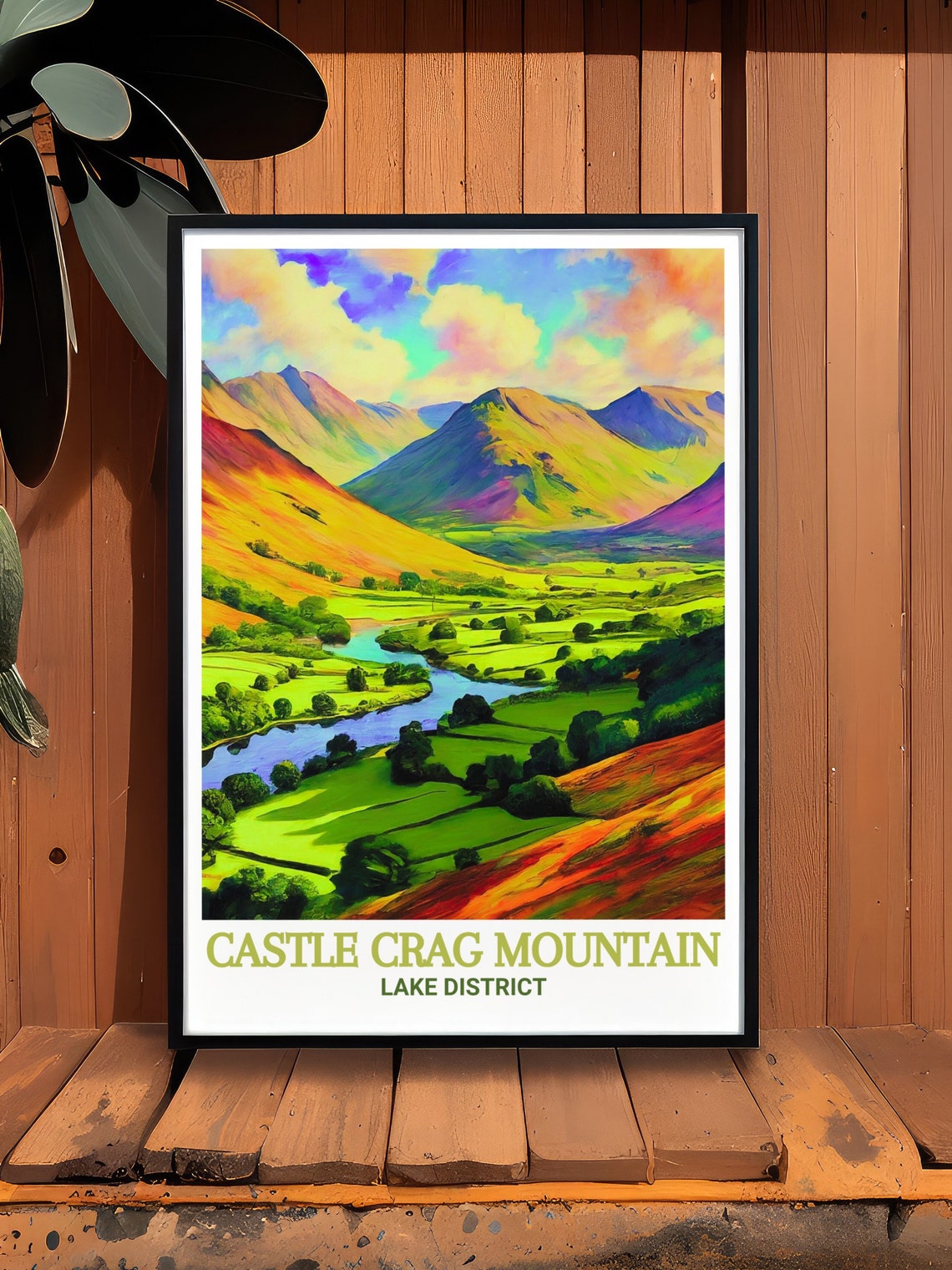 Castle Crag Mountain Borrowdale Valley Rolling Green Hills Poster - Image 2
