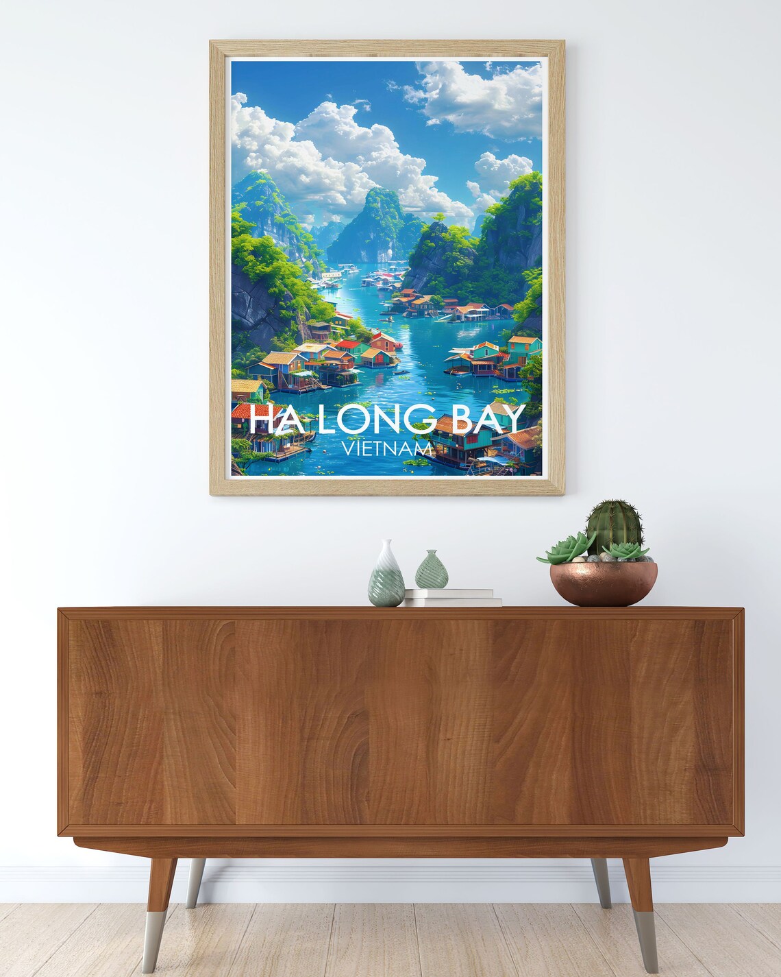 Ha Long Bay Vietnam Floating Fishing Village Karst Cliffs Poster - Image 3
