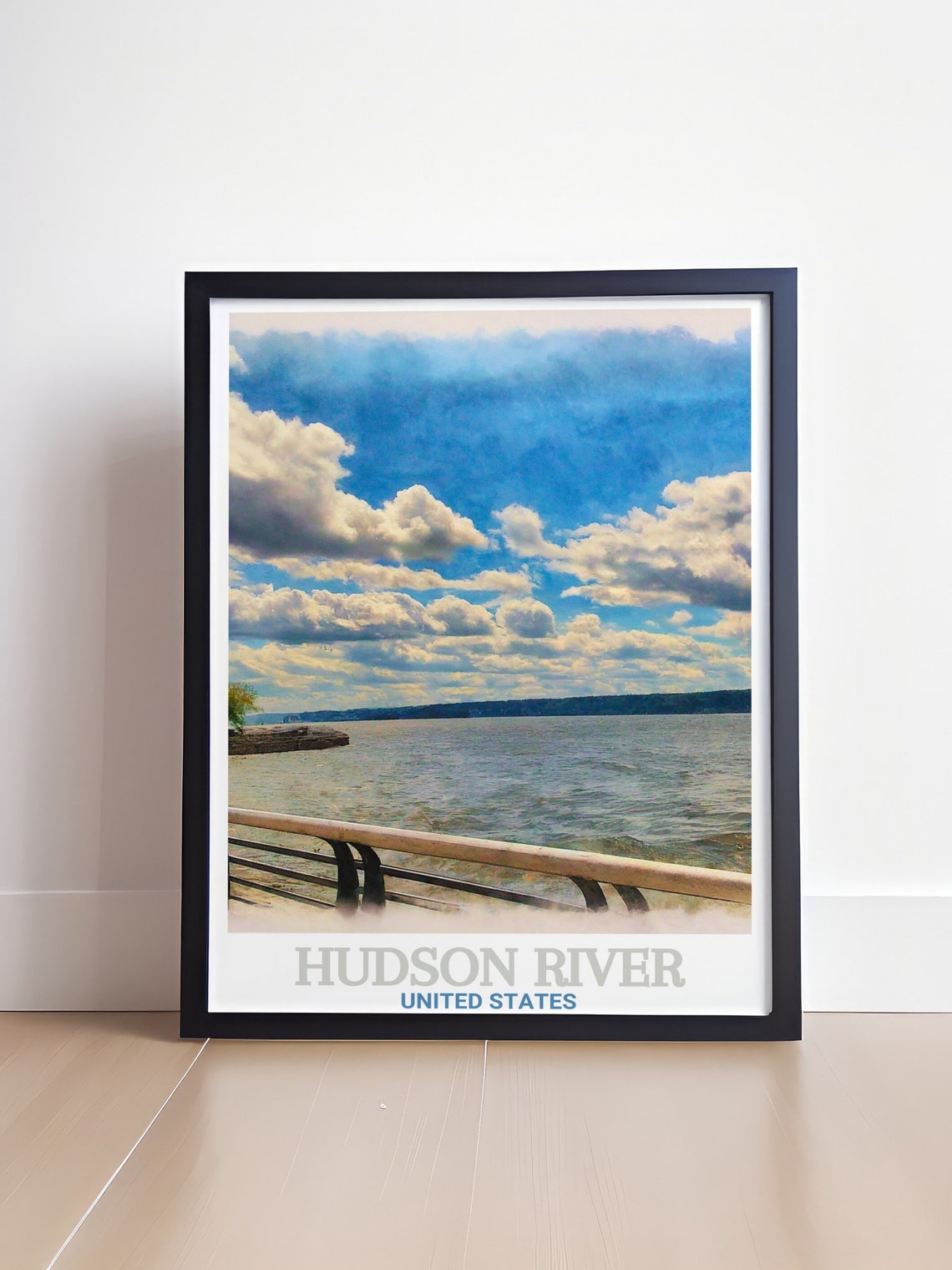 Waterfront Walkway Railings Over the Hudson River Travel Poster - Image 4