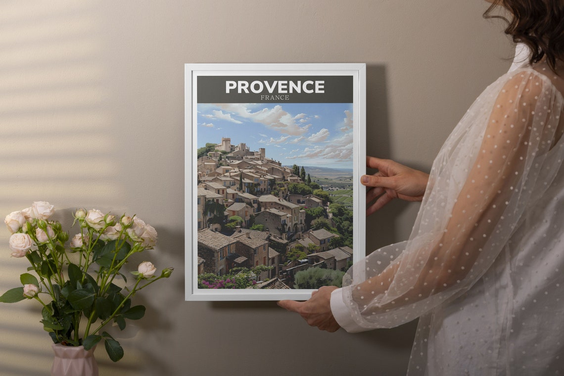 Provence France Hilltop Stone Village Panoramic Travel Poster - Image 3
