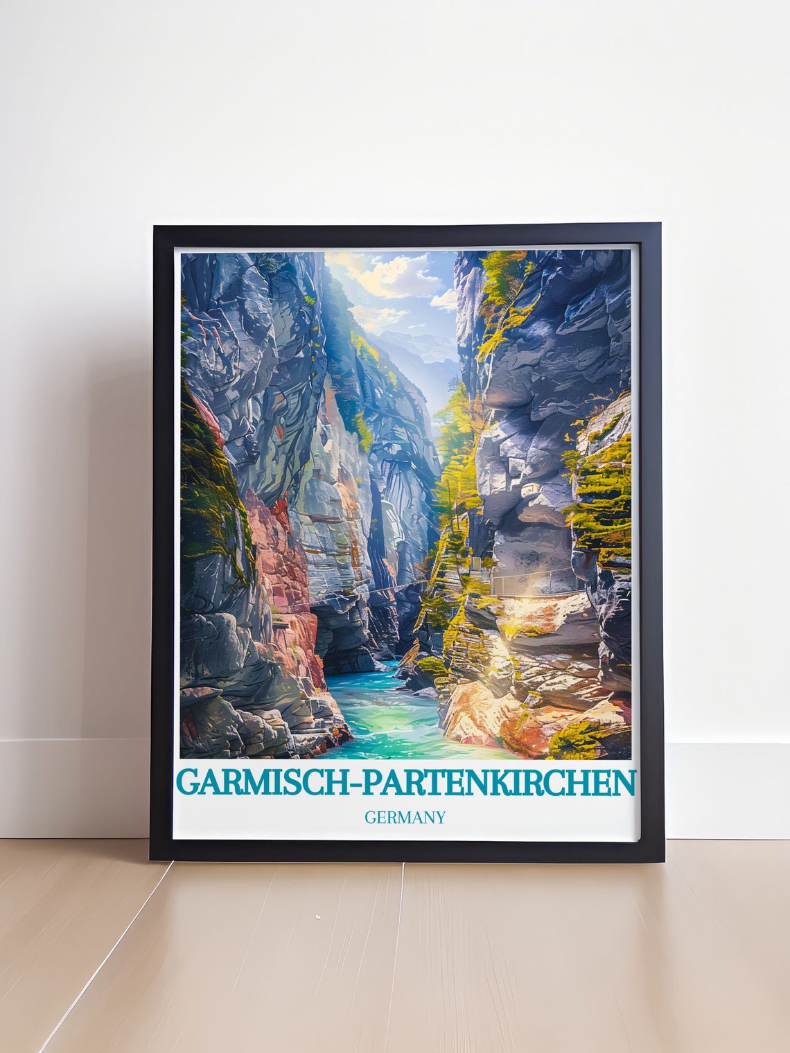 Garmisch-Partenkirchen Rocky Gorge Turquoise River View Poster - Image 4