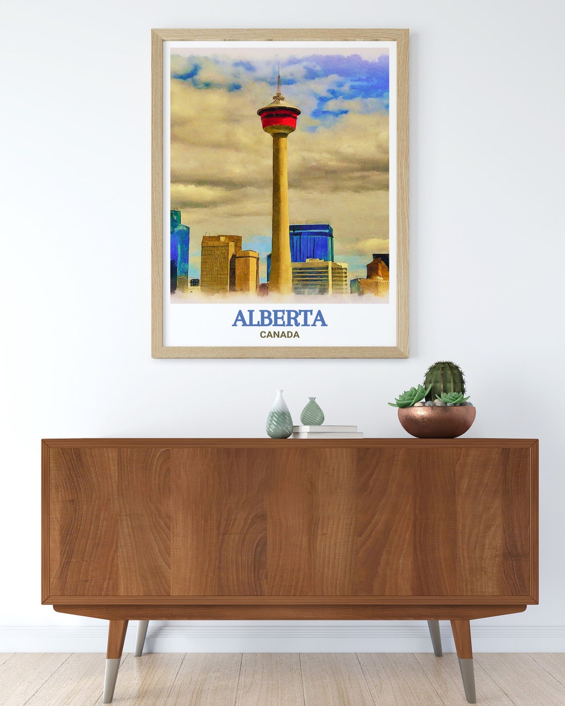 Alberta Calgary Tower Skyline Watercolor Canada City Landmark Poster - Image 2