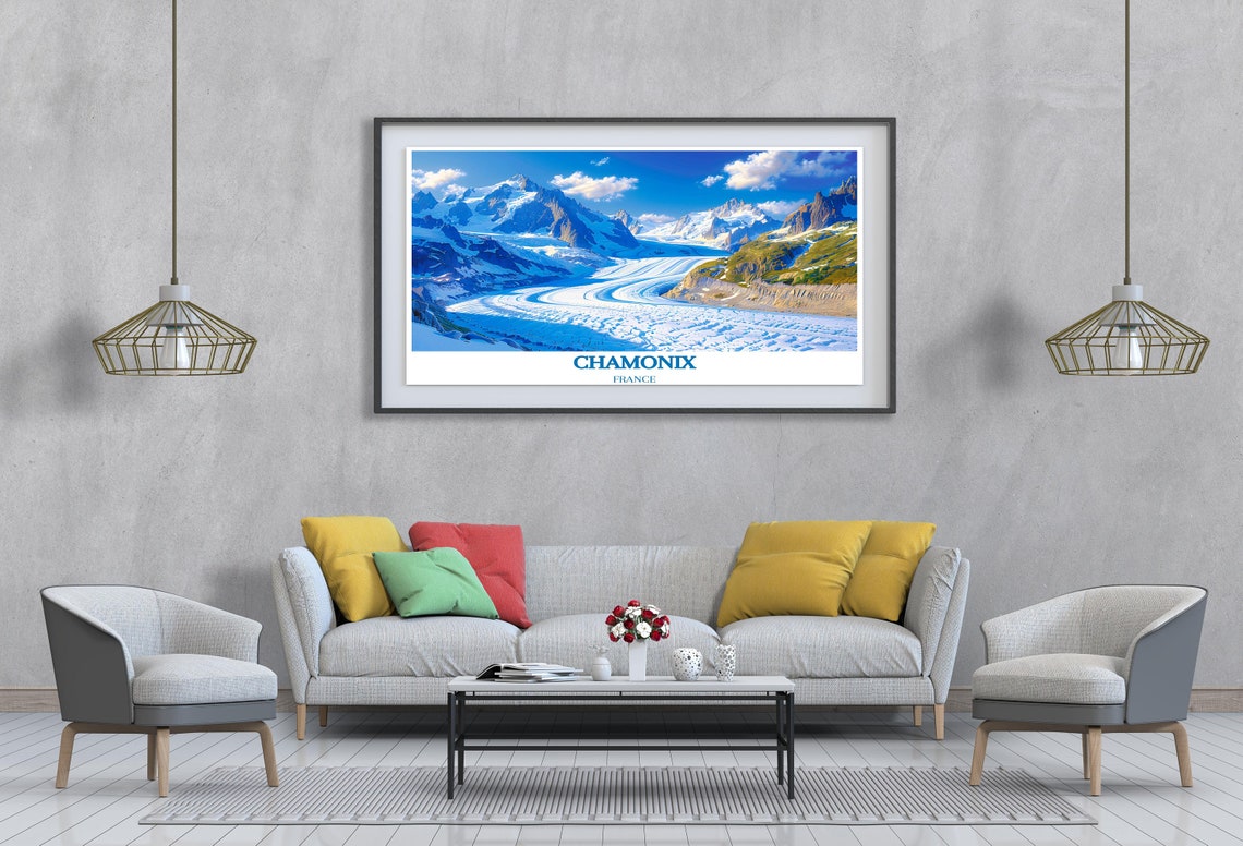 Chamonix France Glacier Panorama Blue Ice Alps Scenic Travel Poster - Image 4